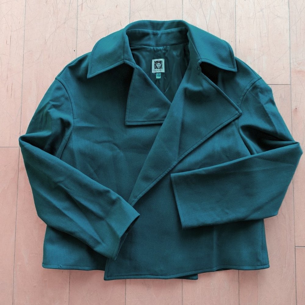 Anne Klein teal cropped blazer jacket